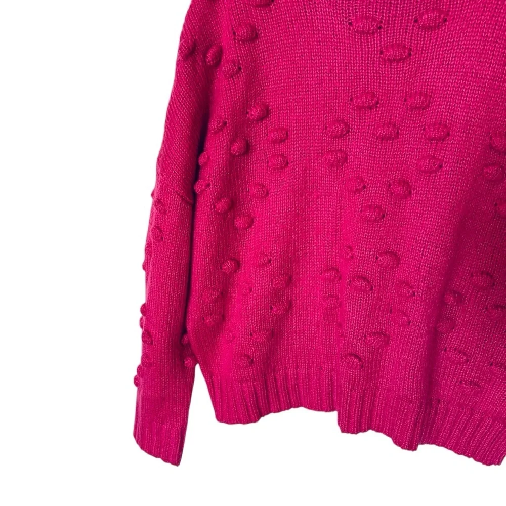 John + Jenn | Pink Raspberry Heart Bubbles Chunky Turtleneck Sweater Size Medium